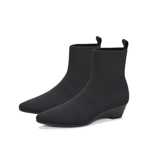 HONHOLD Women's Wedge Heels Ankle Boots Knit Slip...