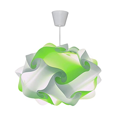 CREATIV LAMP - Suspension Luminaire | Abat-Jour à Suspendre au Plafond | Pour Décoration Salon, Chambre Enfant, Ado, Adulte | Ø40 cm | (Blanc et Vert Anis)