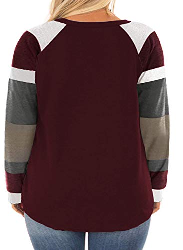 Plus Size Shirts for Women 3X Casual Long Sleeve Tops Burgundy 22W