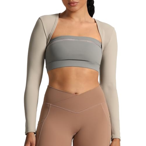 Image of Aoxjox Women's Lexi Lined Bolero Shrug | workout long sleeve,waist-defining cropped fit,open front cardigan,buttery soft fabric,layering,yoga,gym,daily wear