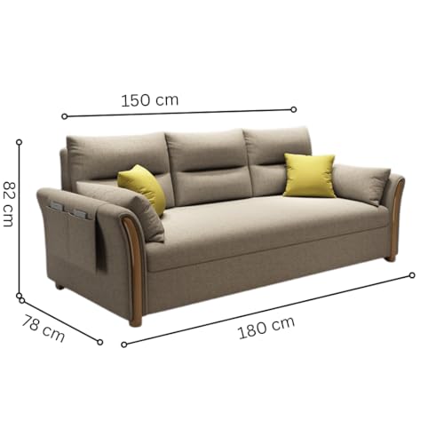 UNICORN FURNITURE Convertible Sofa Bed King Size Pull Out Sofabed with Storage in Cotton Fabric, Tool-Free Assembly, Modern Reclining Sleeper Couch for Living Room, Guest Room & Small Spaces (Beige)