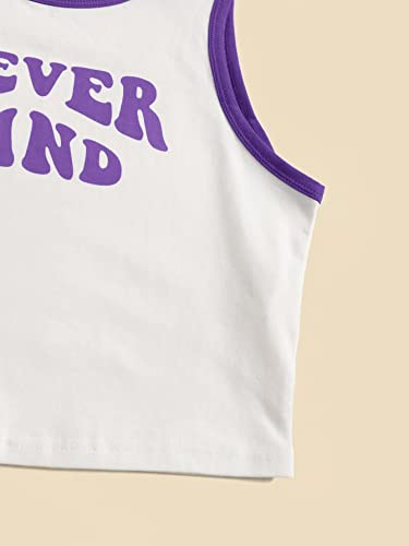 Image of SHENHE Girl's Letter Print Cropped Tank Top Sleeveless Contrast Binding Crop Tops