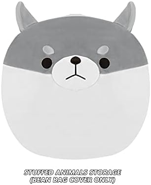 cuebear Stuffed Animal Storage Bean Bag Chair Cover for Kids Grey Shiba Inu Dog Bean Bag Chair for Girls X-Large Size Toy Organizer Cover Only Without Filling 3 31RbvBCAhYL. AC