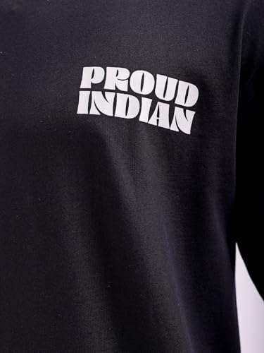 Image of THE INDIAN GARAGE CO Men Boxy Oversized Graphic Back Printed Round Neck Tshirt