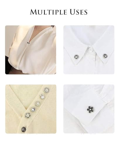 Image of ARLICORPING 20Pcs Women Shirt Brooch Pearl No Sew Button Pins Instant Jeans Safety Pin