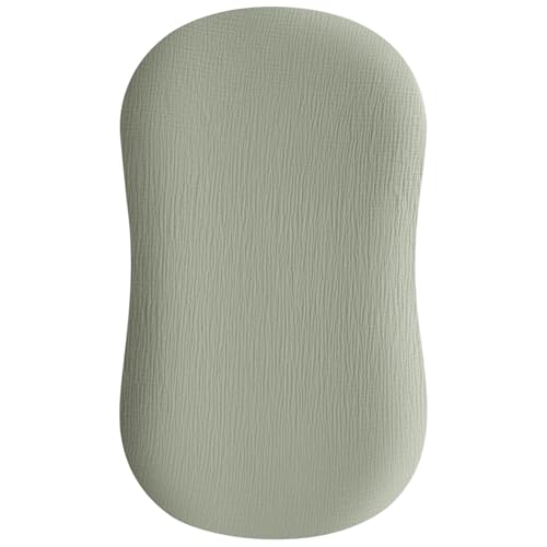 Image of Konssy Muslin Baby Lounger Cover 1 Pack, 100% Cotton Newborn Lounger Sheets, Soft and Breathable Baby Nest Slipcover, Cover Only (Fog Green)