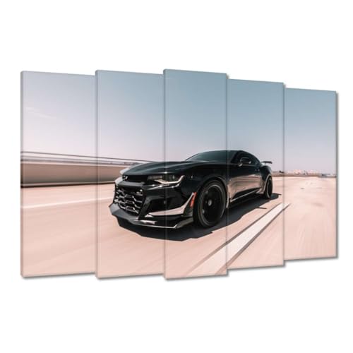 Peinture imprimée sur toile voiture de sport noire décoration murale grand format 150x95