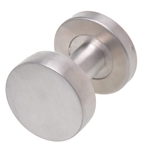 Aqbau® Türknopf Knauf auf Rundrosette Feststehend Knopfdrücker Türknauf Türknöpfe Haustür-Knopf aus rostfreiem Edelstahl für Außen- & Innenbereich Türbeschlag Silber