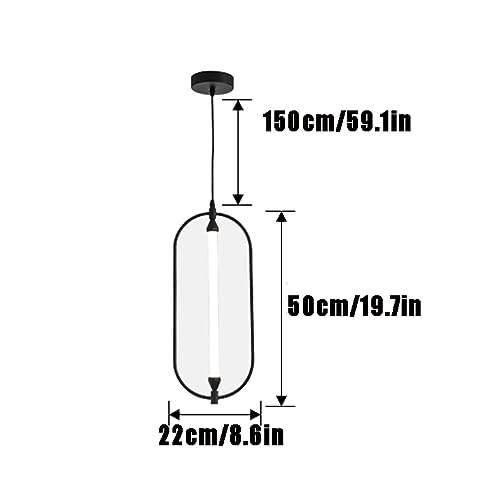 Suspension LED noire anneau lumineux design épuré luxe - 3