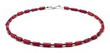 Piedras Naturales Collar de Coral Rojo Natural y Lapislazuli, Plata 925, Joyas Minimalistas, Made in Italy, Regalo para Mujeres