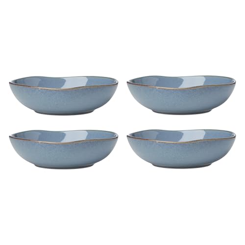Image of Oneida Organic Shades Blue Stoneware Pasta Bowl Set for 4, 34.5oz