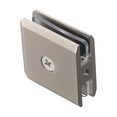 Gdfnmogo Clip de ducha en forma de U 8 de 12 mm a abrazadera de vidrio latón para baño, 45 x 45 mm, soporte cuadrado de fijación de puerta para herrajes de vidrio templado (cepillado)