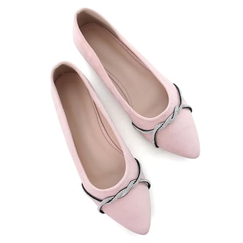 Image of TN TANGNEST Womens Casual Flats Chain Ballet Flats | Fashion Pointed Toe Rhinestone Flats, Comfort Slip On Dress Shoes for Business Work Office Wedding Party