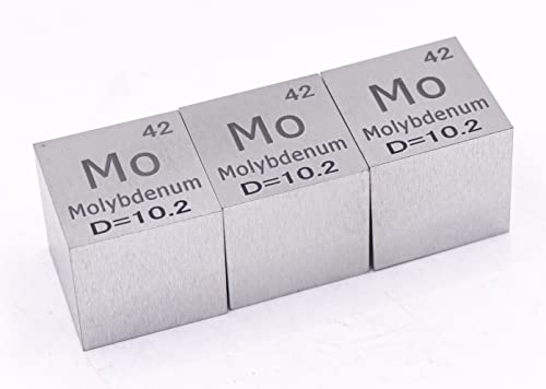 Image of 1 inch 25.4mm Molybdenum Metal Cube Mo up to 99.9% Pure Periodic Table Element Engraved Density Collection Science Education Display Block Cube + Acrylic Case Box - 1PC