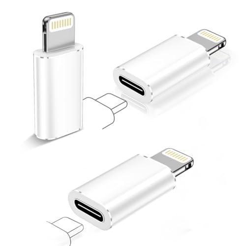 RS Adaptador USB C a Lightning, 3 Piezas Adaptador USB C Hembra a Lightning Macho | Compatible con iPhone 14/13/ Pro/Pro MAX/iPad y Dispositivos Android Samsung, Xiaomi – NO para Auriculares/OTG
