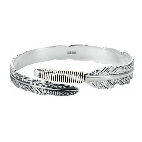 Pulsera de acero inoxidable con diseño étnico de pluma miniatura 1