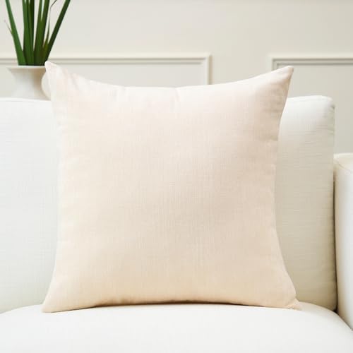 Image of Encasa XO Thick Chenille Throw Pillow Covers Set of 1 | Natural - (20 inchx20 inch) (50x50 cm) | Decorative Accent Square Throw Pillow Cases for Couch, Home Decor, Sofa