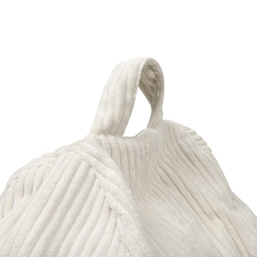 Pouf poire Hortense velours côtelé beige, siège de sol confortable - 6