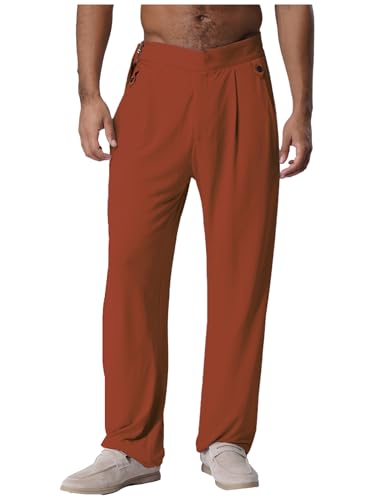 inhzoy - inhzoy Pantalon de Danse Latin Ballroom pour Hommes Taille Haute avec Ceinture Réglable pour Spectacle