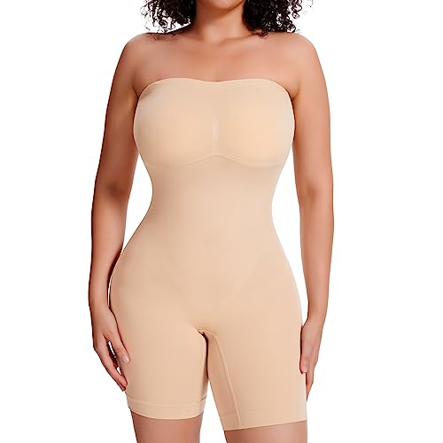 Image of JOYSHAPER Strapless Shapewear Bodysuit with Built in Bra Tummy Control Slimming Body Shaper for Women Butt Lifter
