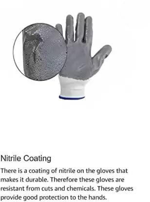 Image of 5Pair Nylon Knitted Latex Rubber Coated Safety Hand Protection Working Gloves For Anti Cut Heat & Fire Resistant Industrial Gloves For Men Women (PACK OF 10Gloves) (White /Grey-5pair)