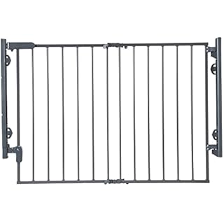Safety 1st Ready to Install Baby Gate - 29-42" Wide, 30" Tall, Fully Assembled. Hardware Mounted, Swing Open Gate, Top of Stairs, Between Rooms, Easy to Install, Grey