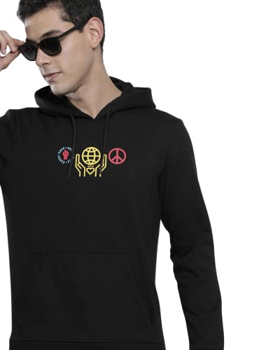 Image of The Indian Garage Co Men Regular Fit Typography Overhead Hooded Sweatshirt