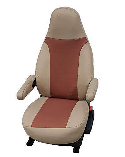 Maß Sitzbezüge Schonbezüge Pilotsitze Fahrer & Beifahrer Set kompatibel mit Wohnmobil FIAT Ducato 860 Beige Terracota