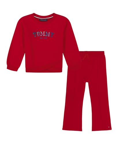 Image of Tommy Hilfiger Girls' 2-piece Fleece Set, Crewneck Sweatshirt With Jogger Sweatpants