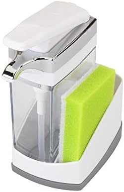 Casabella Sink Sider Solo Kitchen Soap Pump and Sponge Caddy, White/Chrome