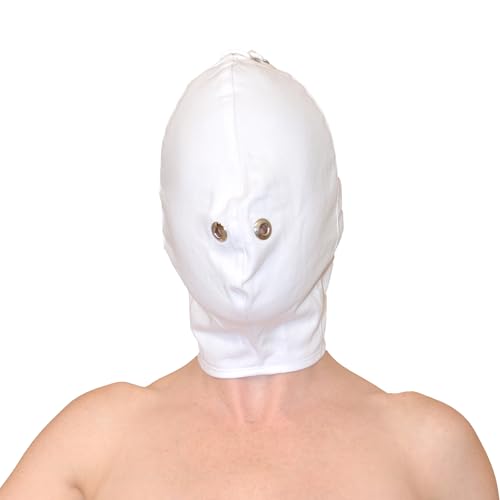 Cagoule fétiche BDSM ajustable masque coton opaque ouverture nasale - 4