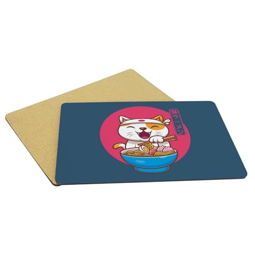Sets de table en liège avec illustration de chat japonais