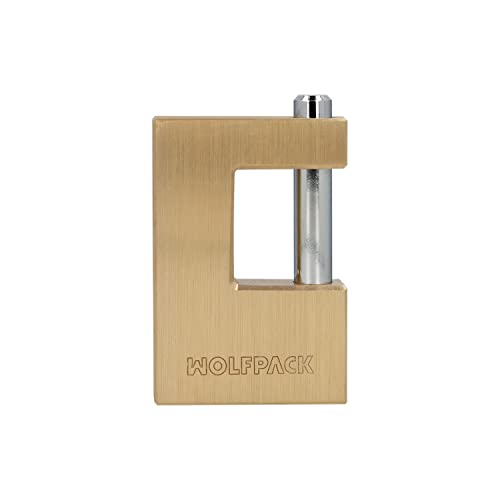 WOLFPACK LINEA PROFESIONAL Candado Cuadrado Latón Persiana Ancho 70 mm. Alta Seguridad, Antirrobo Puertas, Contenedores, Trasteros, 2 Llaves