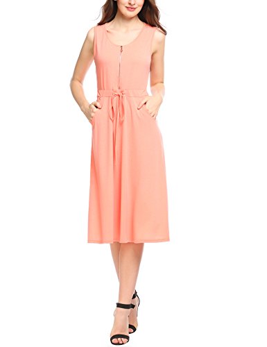Preisvergleich Produktbild Zeagoo Damen Elegant Neckholder Chiffonkleid Cocktailkleid Einfarbig Polka Dots Ärmelloses