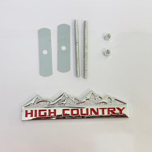 Image of Emblems for Car & Bike Metal Lo.go and Grill Me.tal Lo.go, Auto Accessories for Car Emblem 3D Badge Auto Racing Sport Sticker Grand Tourer Decal. (HIGH Country Chrome RED Grill Sticker)