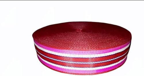 Image of ABB Ropes & Niwars 2 Inch X 50 Meters Plastic Niwars Webbing Roll for Folding Khat, Khatiya, Charpai Folding Bed,Chair, Baskets and Other Art Projects (Red)