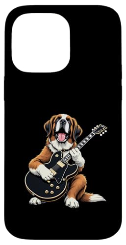 エレキギターを弾くセントバーナード犬 セントバーナードの恋人 スマホケース iPhone 14 Pro Max 用