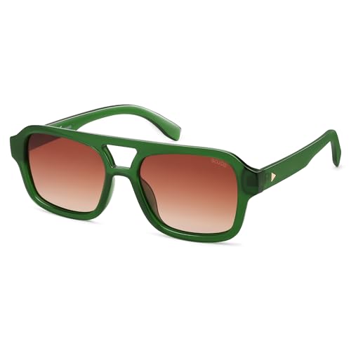 SOJOS Retro Aviator Sunglasses for Womens Mens Polarized Trendy Square Designer Inspired Shades 80s 90s Sun Glasses SJ2342 Transparent Green