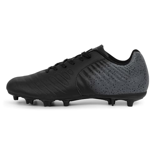 Crampons de soccer FEETHING pour hommes et femmes, terrain ferme, noir/gris, 7
