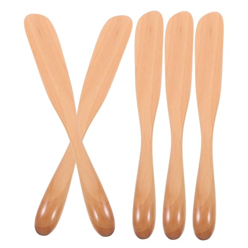 MUCKLILY 5piezas Madera Para Mascarilla Facial y Untar Mantequilla Queso Helado Mermelada Utensilios De Cocina Cocina Desayuno