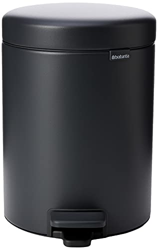 Brabantia NewIcon Small Bathroom Bin with Lid 5L | Odour-Proof Pedal Bin with Removable Inner Bucket for Bathroom, Toilet, or Small Spaces | Mineral Infinite Grey