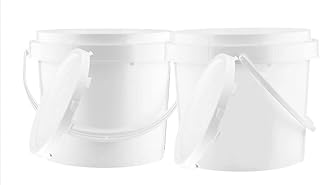 House Naturals 3.5 Gallon Food Grade Bucket Pail with Twist and Lock Lid and Plastic Handle ( Pack of 2) BPA Free Made in USA containers