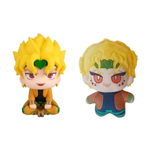 2PCS JJBA Action Figure Anime Plush Set,JJBA Brando Look Up Anime Figurine Collection Cake Topper Gifts for Fans