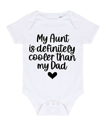Miammo My Aunt is definitely cooler than my Dad (style two heart) [BBY6] baby grow vest, 0-3 months, White