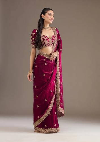 Image of Yashika Women's Organza Satin Butti Work With Zari Lace Border Embroidered Saree| Women Sari
