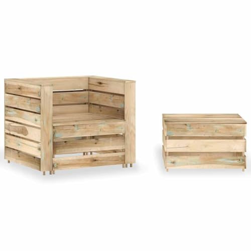 Genérico Set de Muebles de palés jardín 2 Piezas Madera Pino impregnada,Mobiliario,Muebles de jardín,Asientos de Exterior,Sofás modulares de Exterior,316204