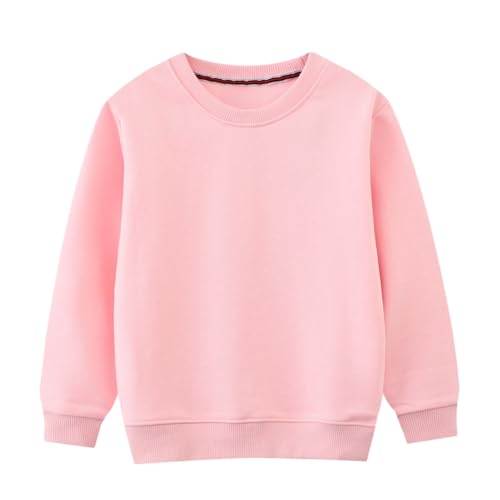 UNIYOUTH Sweatshirt Pullover Tops Long Sleeves Cotton Shirt for Little Girls Boys Toddlers Baby Kids, Solid-Pink, 7T