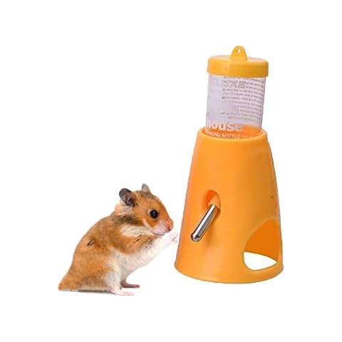 Litewoo 2 in 1 Hamster Water Bottle, Automatic Drinker and Cabin Fits Syrian Dwarf Hamster Mouse Gerbil Mice Chinchilla Small Animal (Yellow) Cover