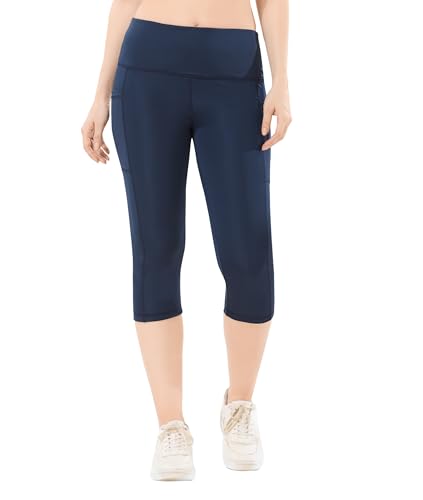 Image of TRASA Active 3 /4th Yoga Pants for Womens Gym High Waist with 2 Pockets, Tummy Control, Workout Pants 4 Way Stretch Yoga Capri - Available Sizes - S, M, L,XL, 2XL,3XL,4XL