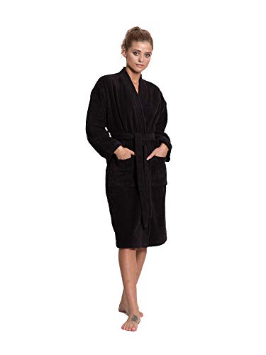 Image of Turkuoise Soft & Absorbent Towel Robe, 100% Cotton Turkish Terry Cloth Kimono Bathrobes for Women
